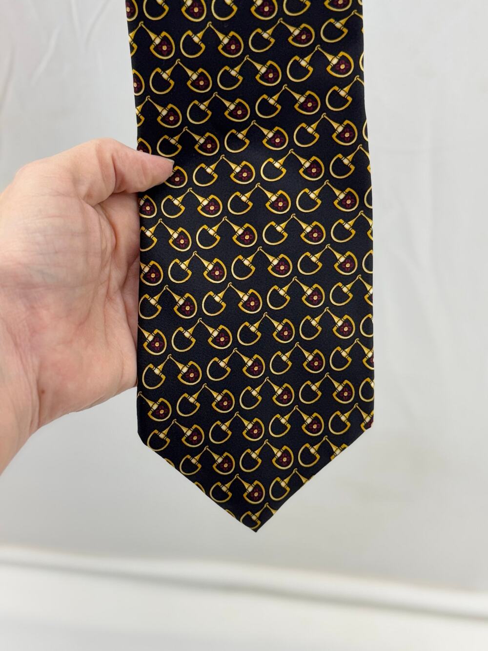 Vintage horse bit pattern ADOLFO silk tie